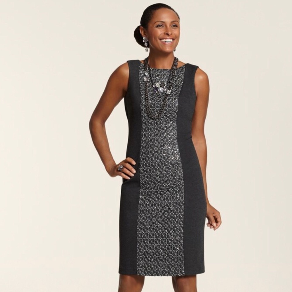 CHICOS SLEEVELESS SEQUIN DRESS